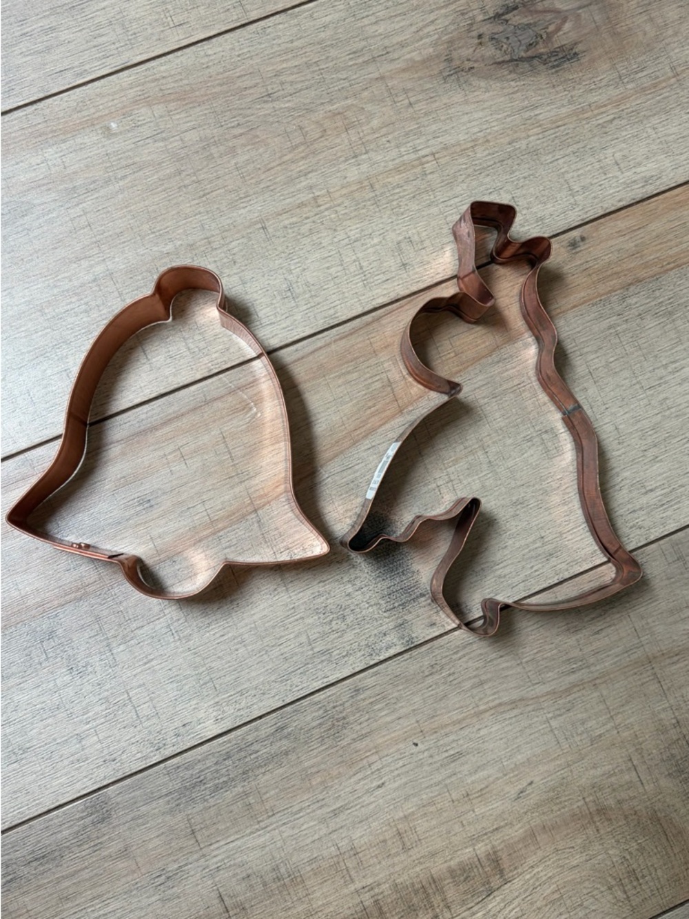 2 Copper Cookie Cutters Williams Sonoma Holiday Angel Bell Large